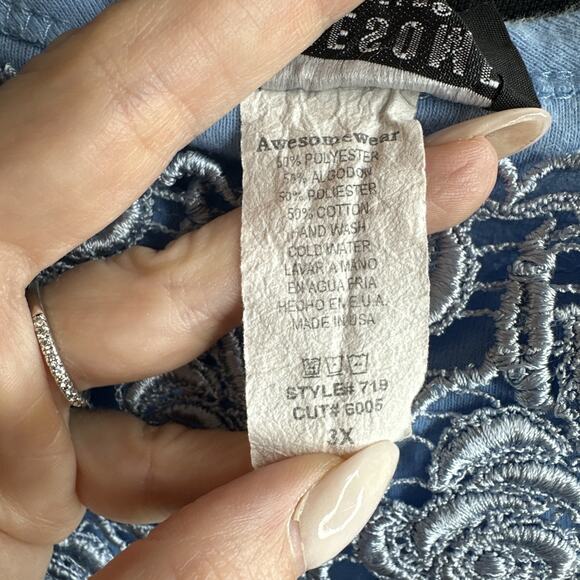 Vintage Blue Lace Overlay Floral Crop Top Cami Size M Y2k Cottage Fairy Romantic - Picture 10 of 11